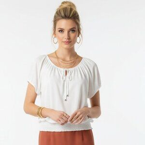 White Peasant Off Shoulder Blouse & Tank Top by White House Black Market M